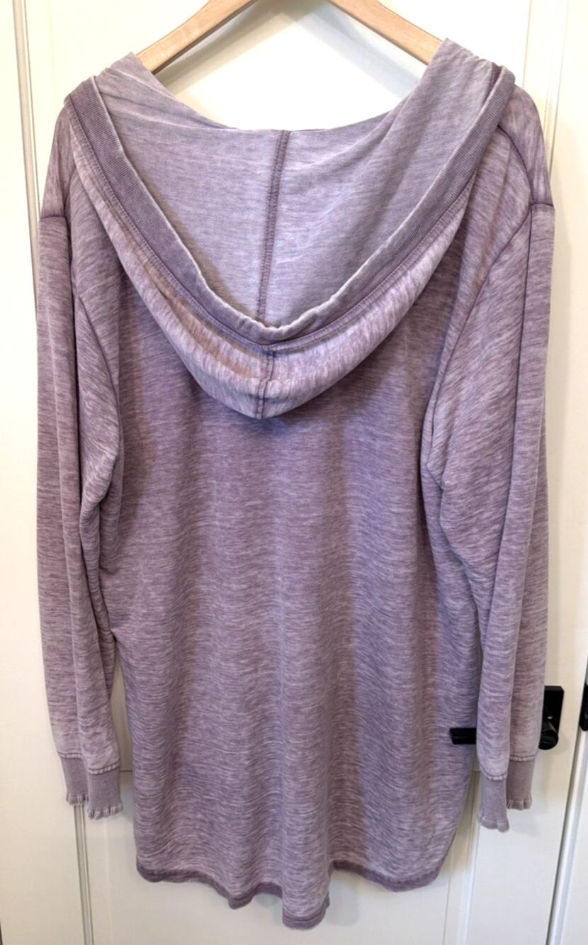 Jane & Delancey Womens Hoodie 1X Heathered Burnout Purple Ruffled Long Sleeve - Picture 4 of 13